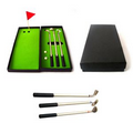 Golf Game with 3 Mini Golf Club Ball Pens with 2 Balls & Putting Green